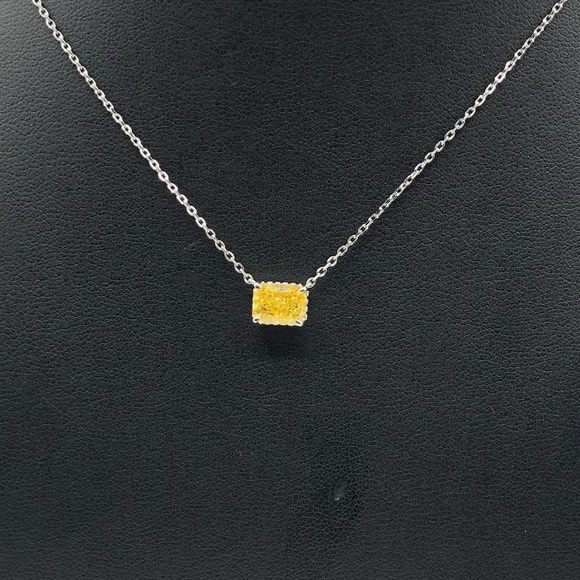 1.15ct Radiant Cut Canary Necklace - Picture 3 of 10